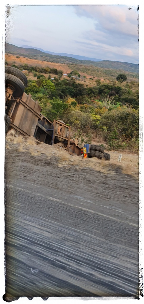 truck run off the road in zambia 