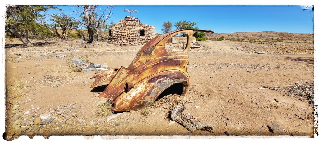 last renains of a vw beetle deep into the namibian desert